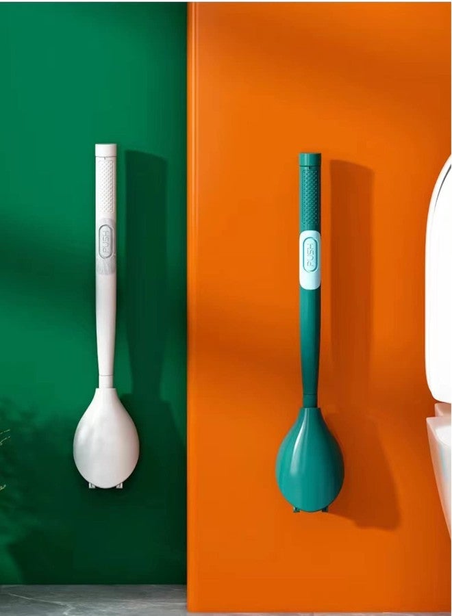 Proxin Flexible Toilet Bowl Brush Head with Silicone and Hard Bristles Toilet Cleaning Brushes for Bathroom with Holder Cute Duck Shape Ventilation Slots Base Wall Mounting (Multi Colour) - Image 2